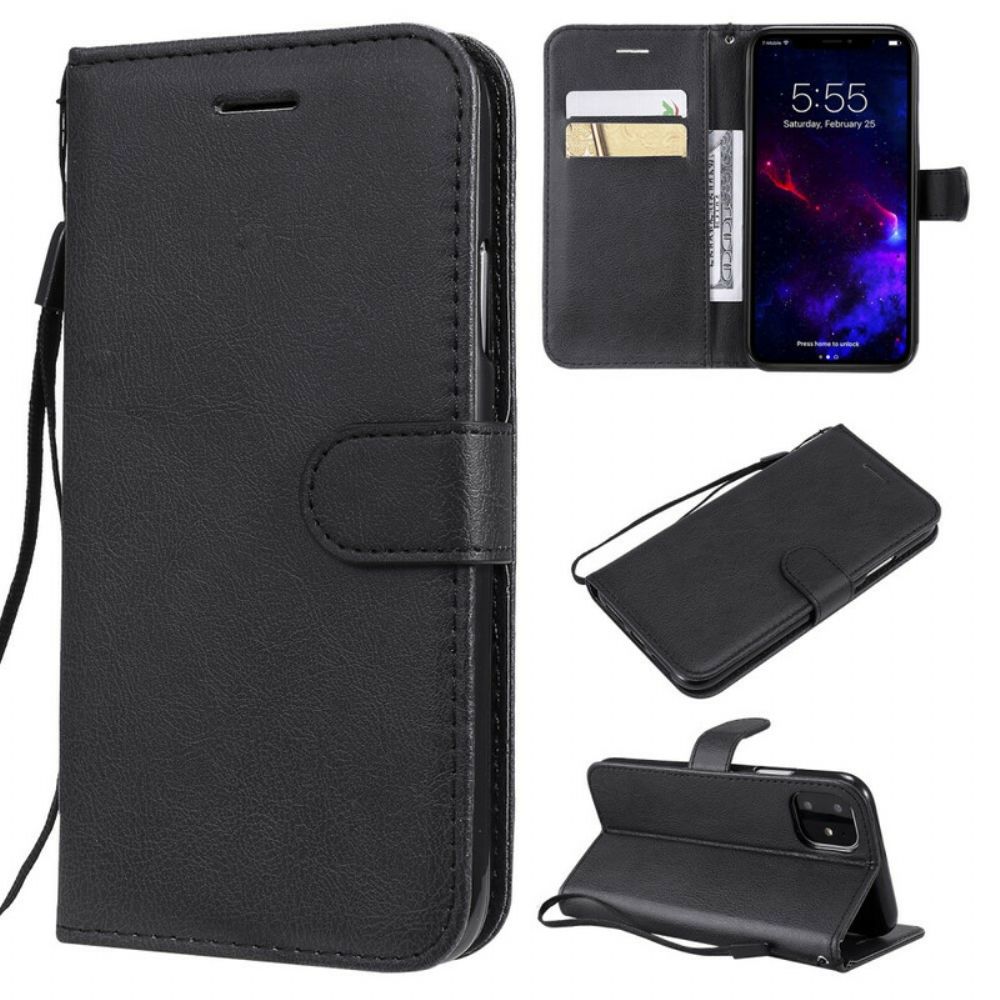 Folio-hoesje voor iPhone 11 Met Ketting Leren Effect Band
