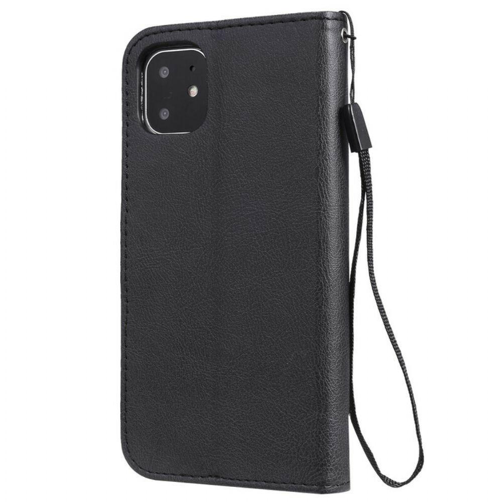 Folio-hoesje voor iPhone 11 Met Ketting Leren Effect Band