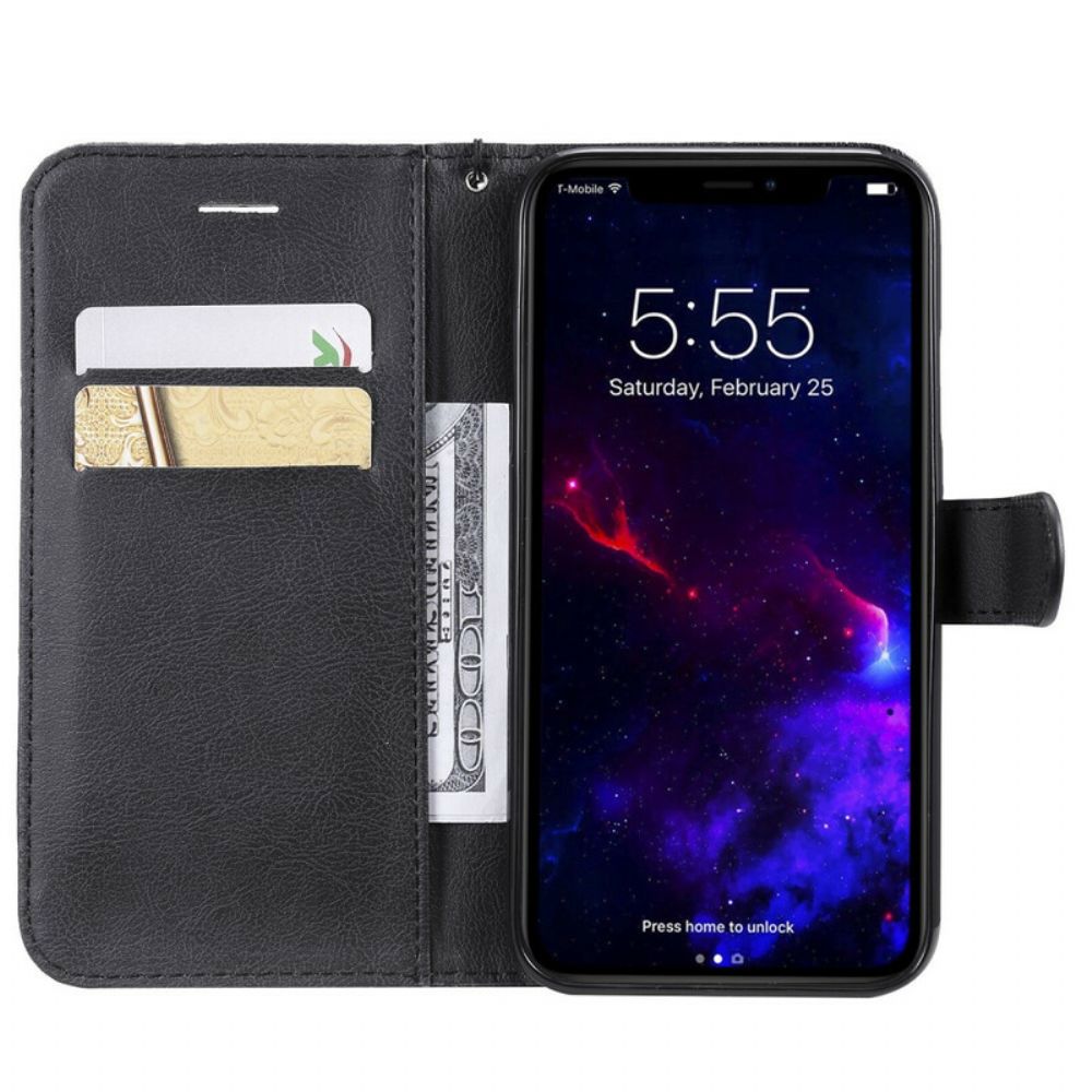 Folio-hoesje voor iPhone 11 Met Ketting Leren Effect Band