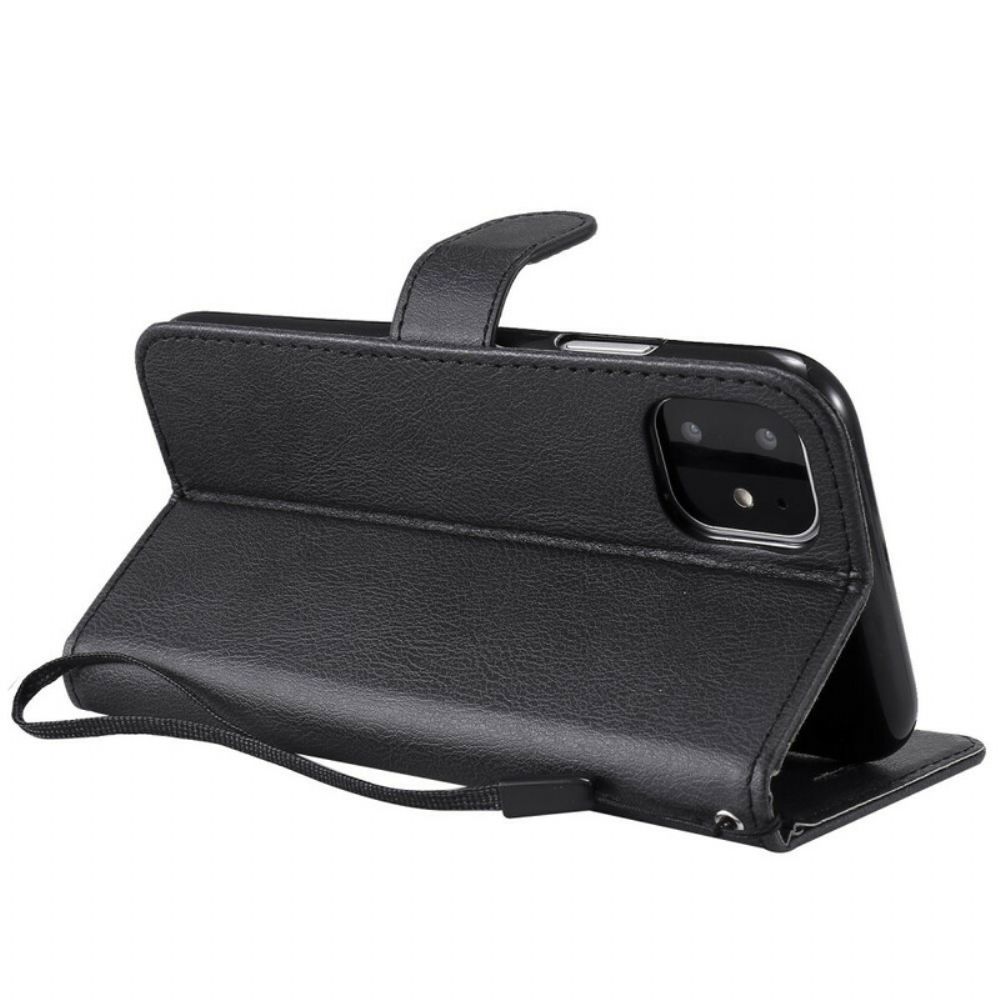 Folio-hoesje voor iPhone 11 Met Ketting Leren Effect Band