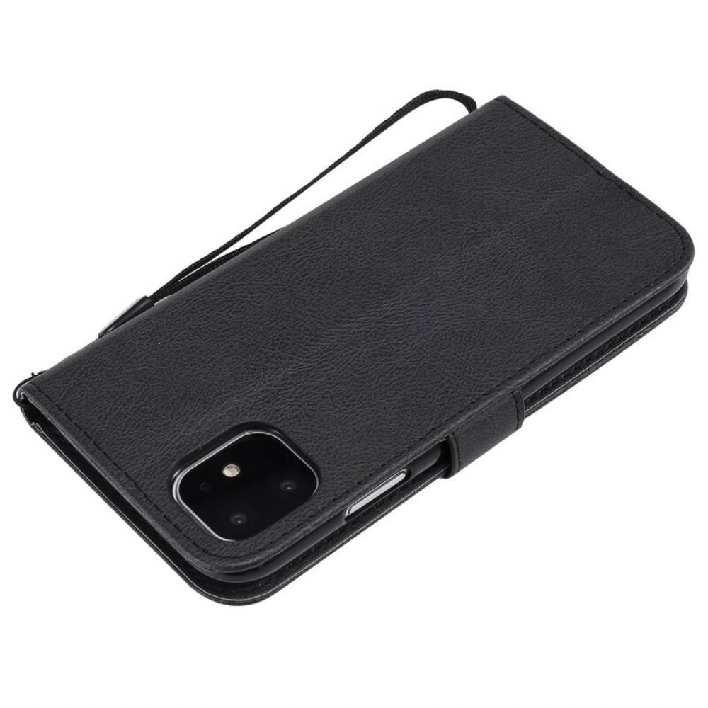 Folio-hoesje voor iPhone 11 Met Ketting Leren Effect Band