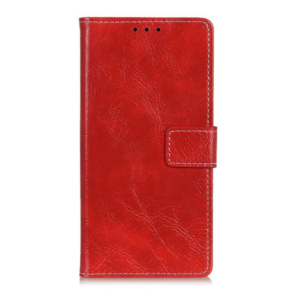 Folio-hoesje voor iPhone 11 Retro Stiksels Met Leereffect