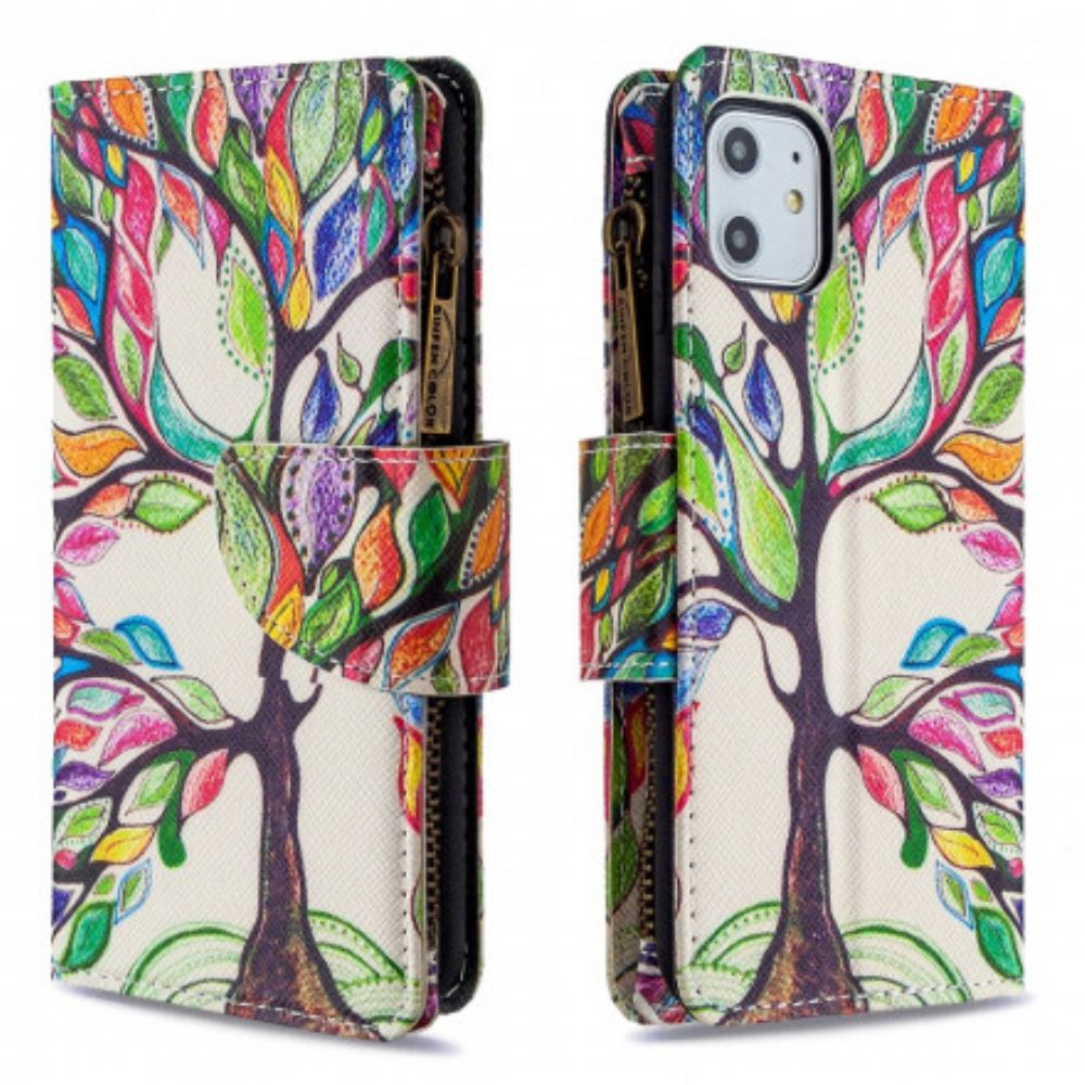 Folio-hoesje voor iPhone 11 Zak Met Rits Met Boom