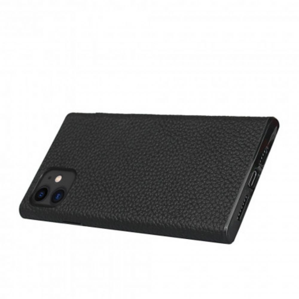 Hoesje voor iPhone 11 Echt Litchi-leer Met Riem