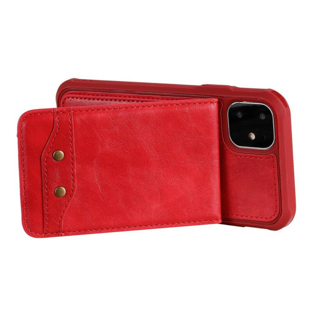 Hoesje voor iPhone 11 Folio-hoesje Opvouwbare Kaarthouder Met Lanyard
