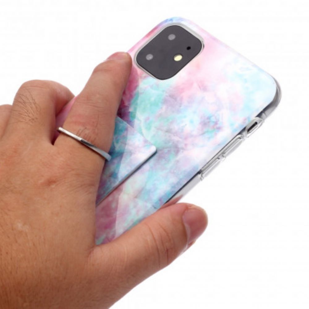 Hoesje voor iPhone 11 Marmeren Ontwerp Met Ringsteun
