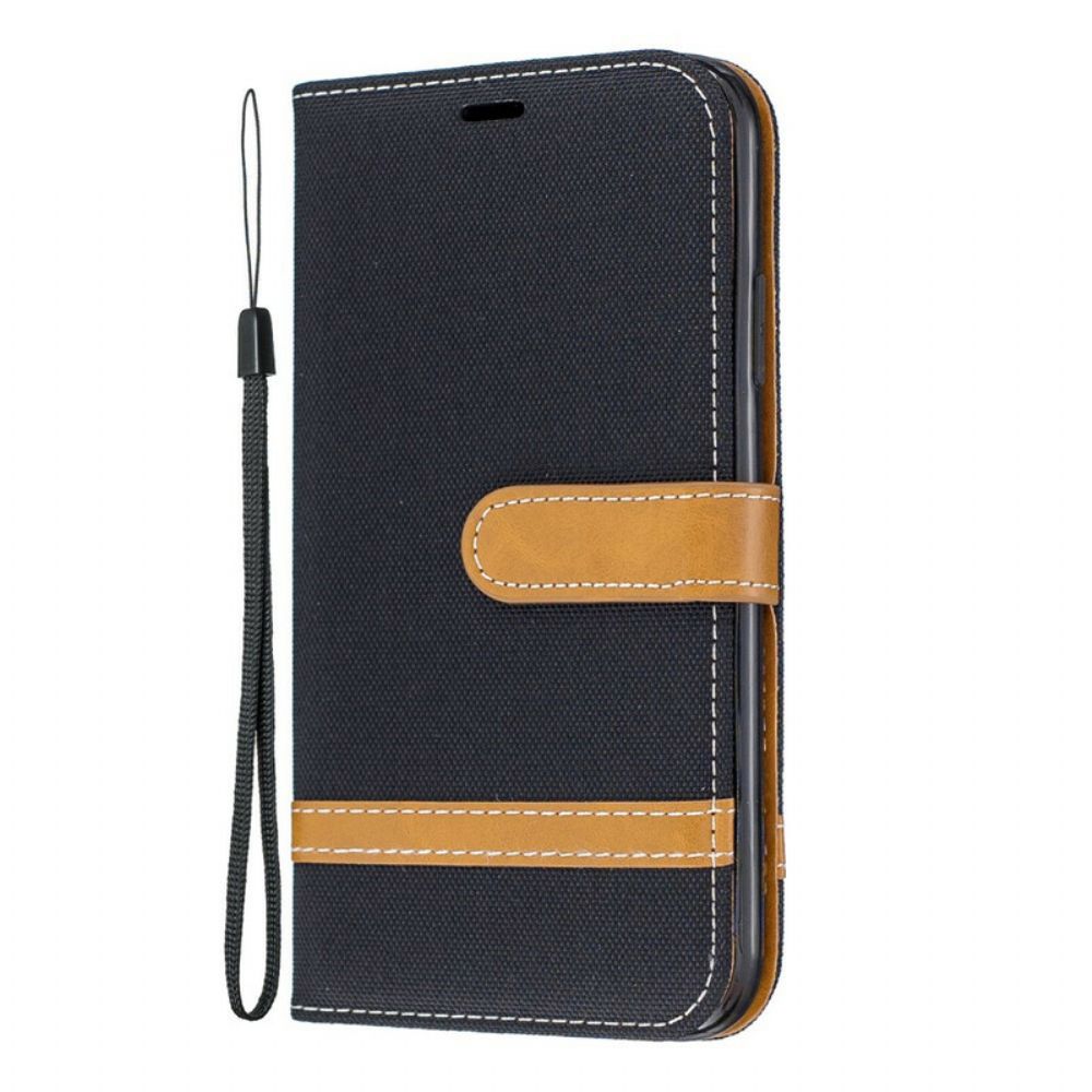 Leren Hoesje voor iPhone 11 Met Ketting Band Met Stof En Leereffect