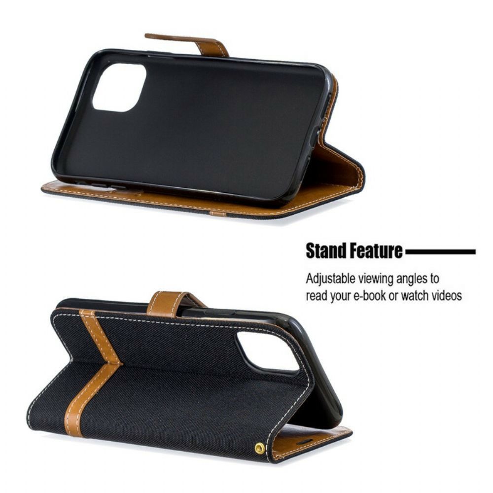 Leren Hoesje voor iPhone 11 Met Ketting Band Met Stof En Leereffect