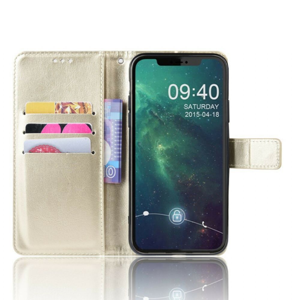 Leren Hoesje voor iPhone 11 Met Ketting Kleurband Met Leereffect
