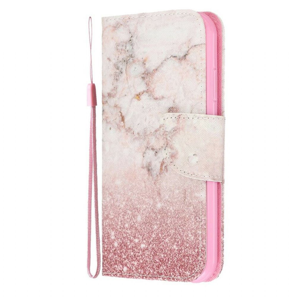 Leren Hoesje voor iPhone 11 Met Ketting Marmeren Band