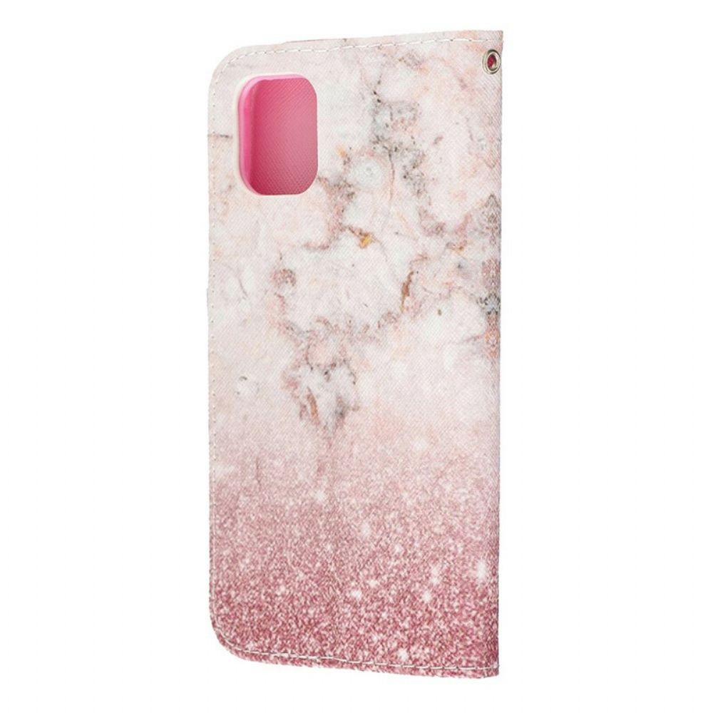 Leren Hoesje voor iPhone 11 Met Ketting Marmeren Band