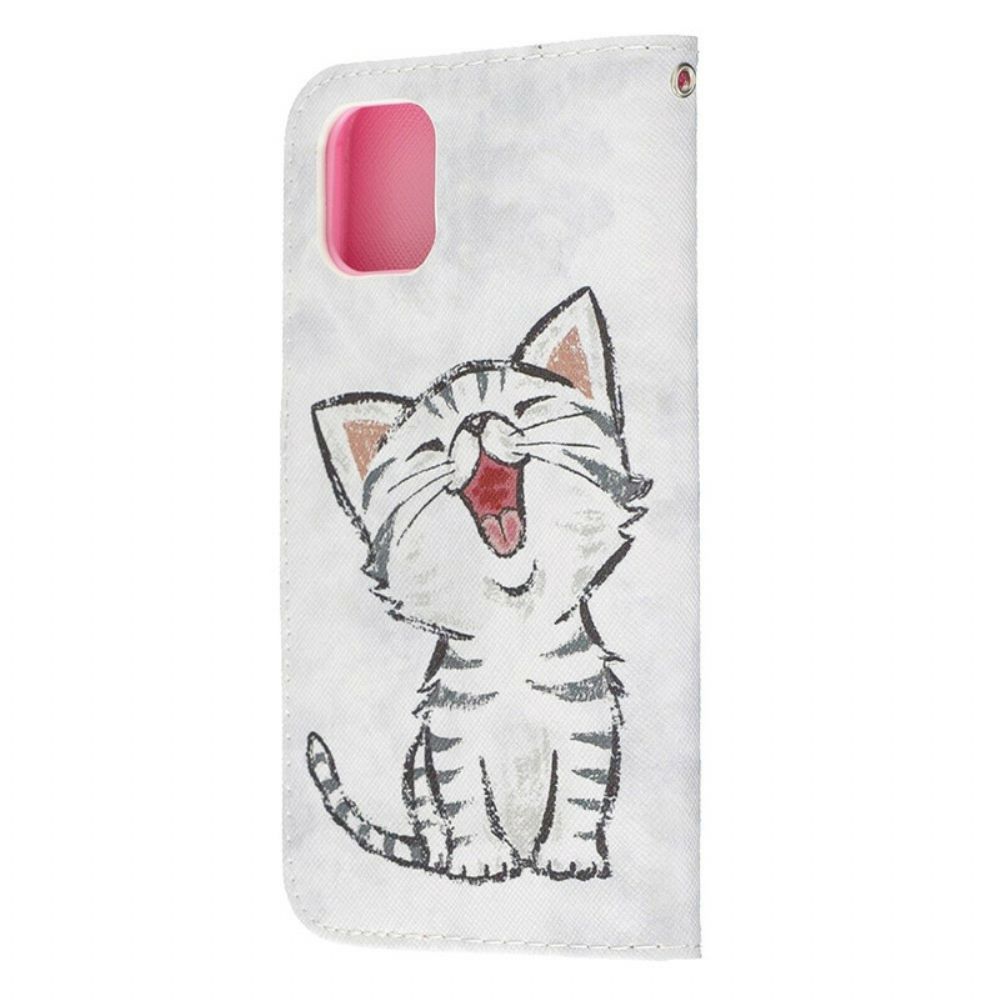 Leren Hoesje voor iPhone 11 Met Ketting Thong Kitten
