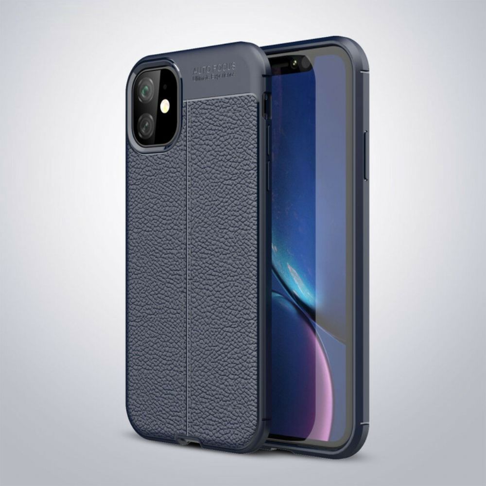 Telefoonhoesje voor iPhone 11 Dubbele Lijn Litchi Leder Effect