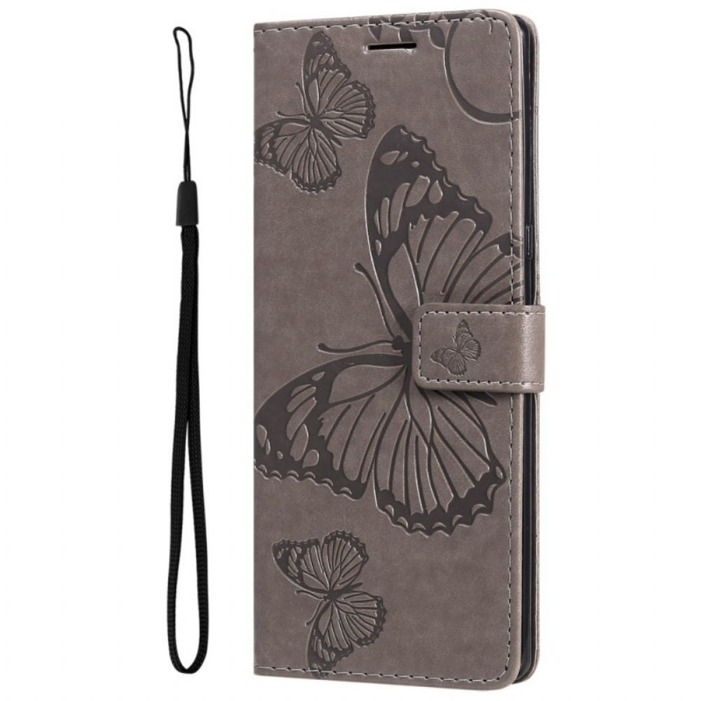 Folio-hoesje voor Vivo V23 5G Met Ketting Reusachtige Vlinders Met Bandjes