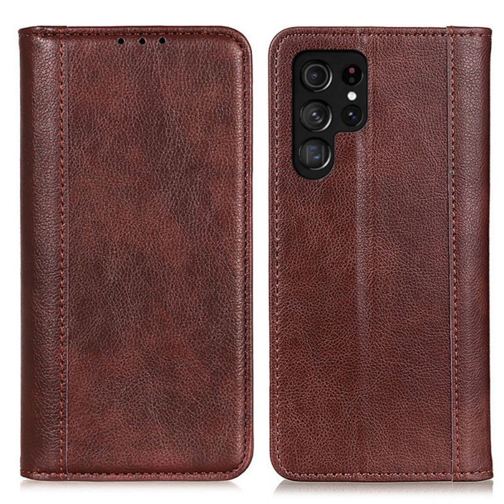 Bescherming Hoesje voor Samsung Galaxy S22 Ultra 5G Folio-hoesje Elegance Split Litchi Leer