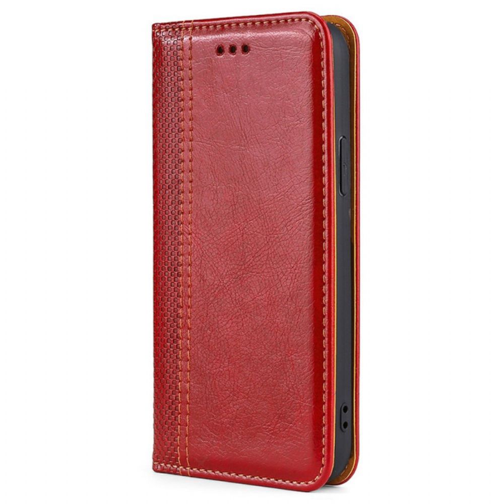 Bescherming Hoesje voor Samsung Galaxy S22 Ultra 5G Folio-hoesje Litchi Lederen Stiksels