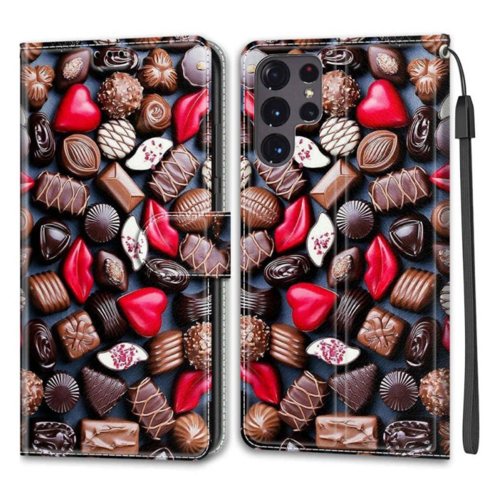 Flip Case voor Samsung Galaxy S22 Ultra 5G Chocolade