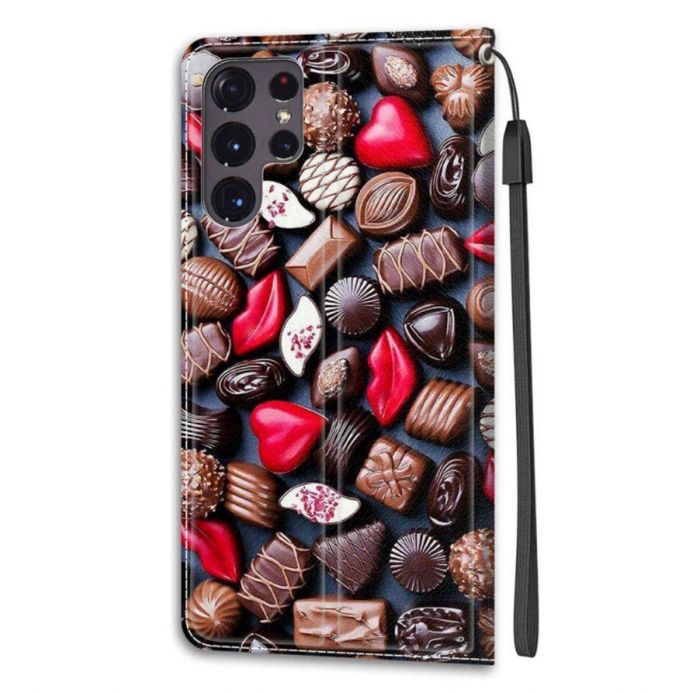 Flip Case voor Samsung Galaxy S22 Ultra 5G Chocolade