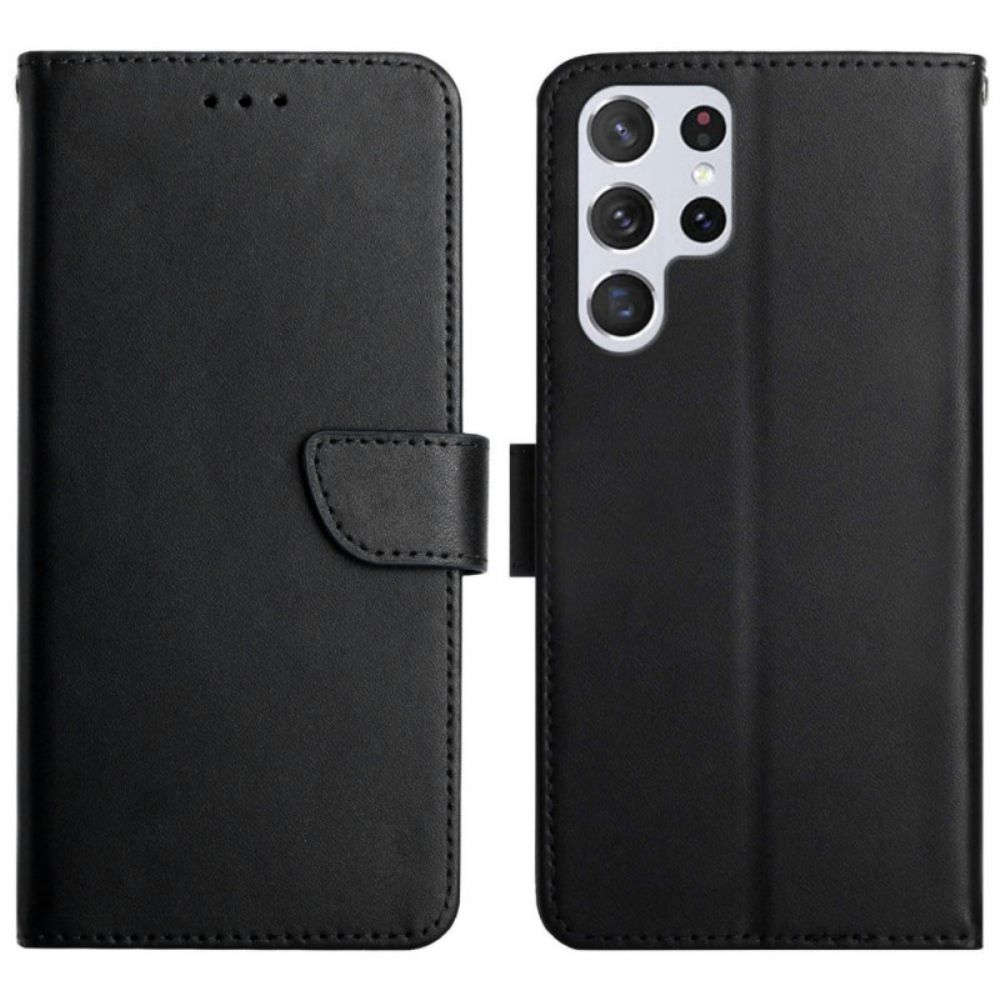 Flip Case voor Samsung Galaxy S22 Ultra 5G Echt Nappaleer