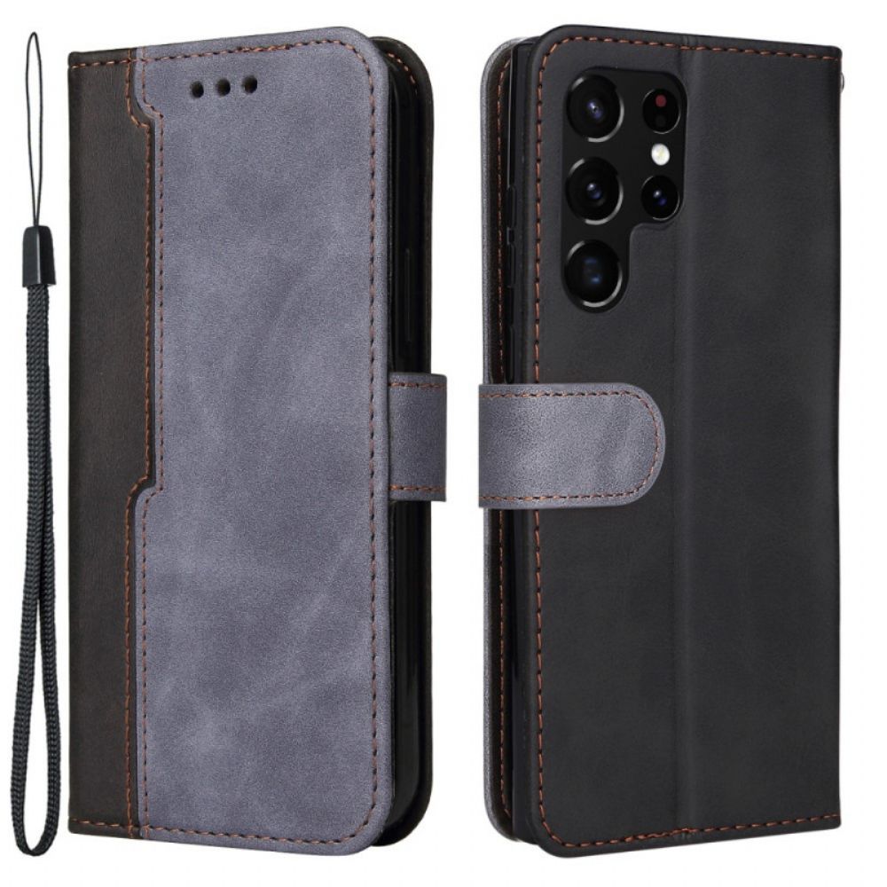 Flip Case voor Samsung Galaxy S22 Ultra 5G Tweekleurig