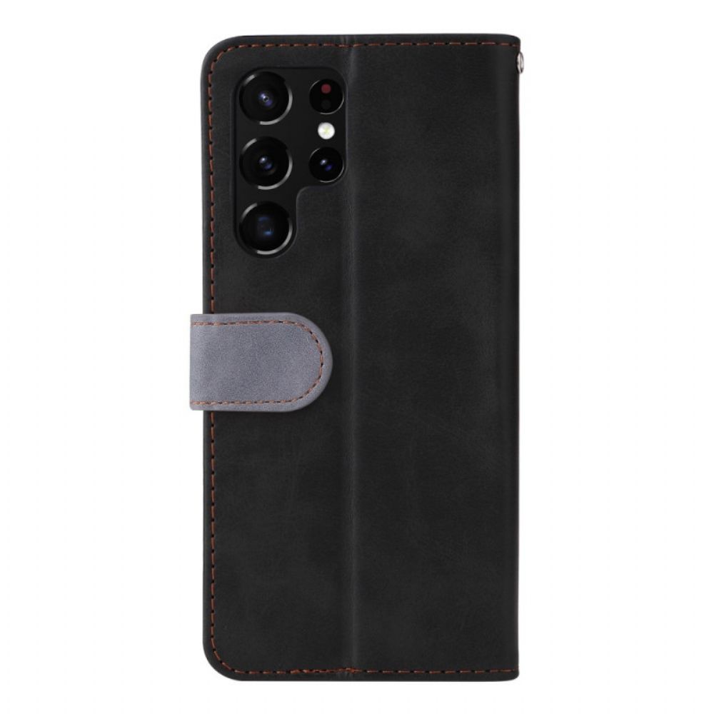 Flip Case voor Samsung Galaxy S22 Ultra 5G Tweekleurig