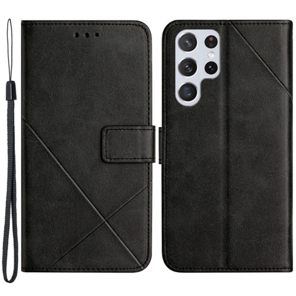 Folio-hoesje voor Samsung Galaxy S22 Ultra 5G Geo X Design Lederen Stijl