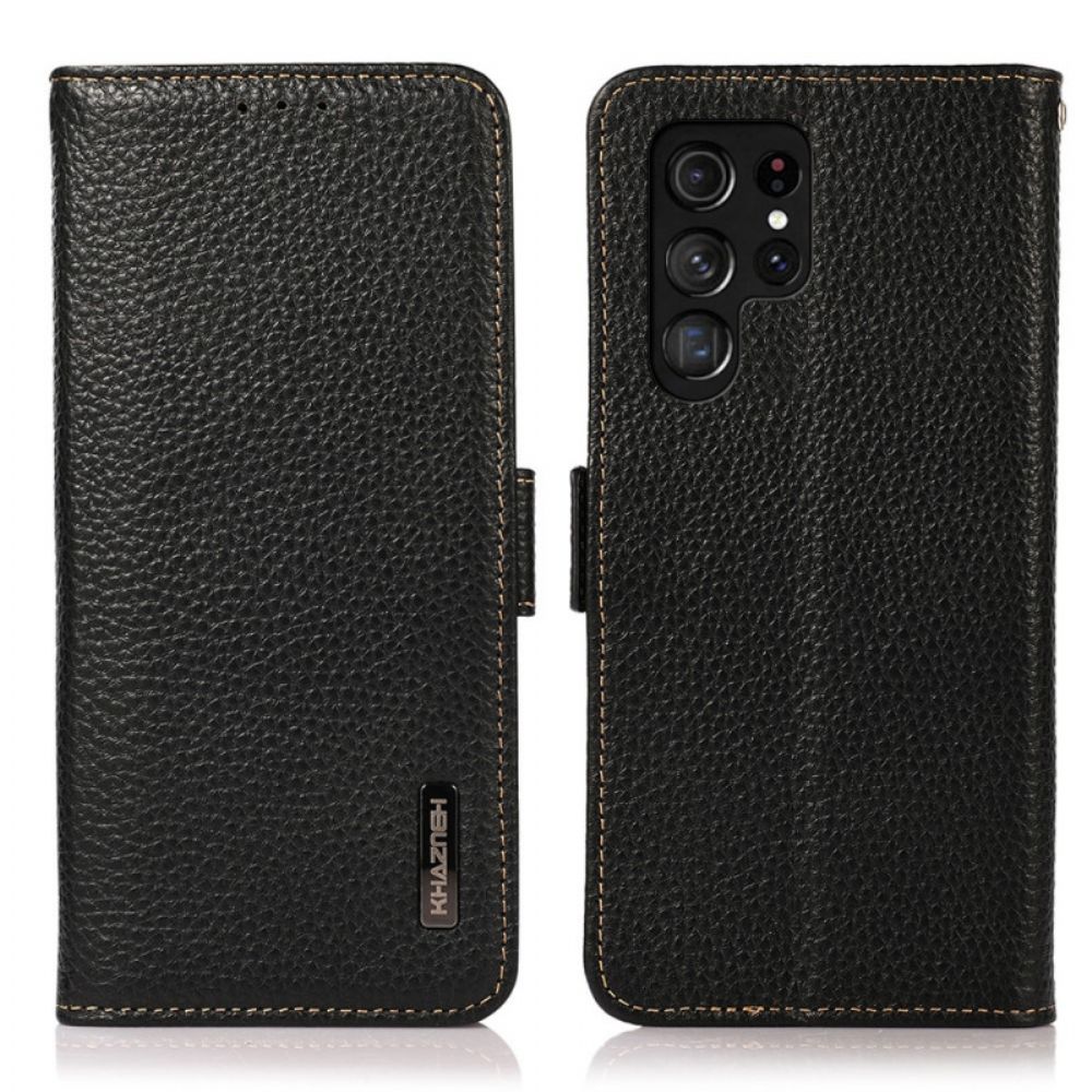 Folio-hoesje voor Samsung Galaxy S22 Ultra 5G Leren Lychee Khazneh Rfid