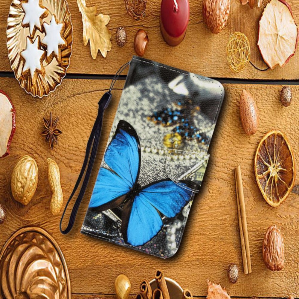 Folio-hoesje voor Samsung Galaxy S22 Ultra 5G Met Ketting Vlinderriem Variaties