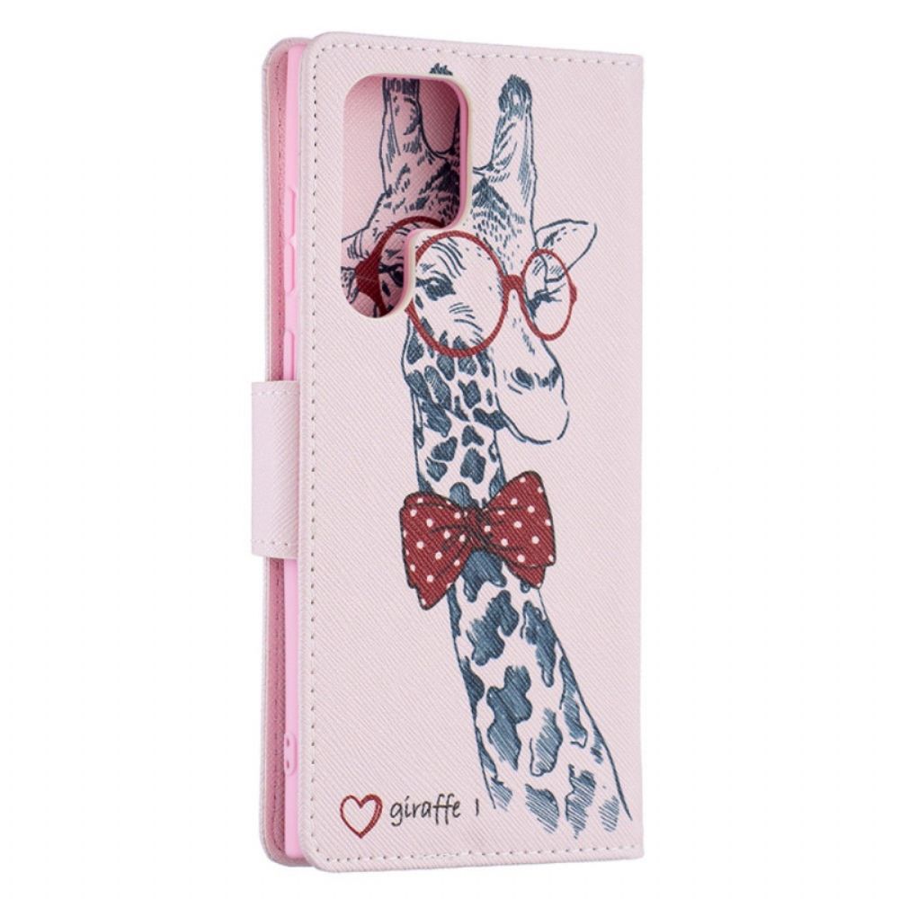 Folio-hoesje voor Samsung Galaxy S22 Ultra 5G Nerdy Giraf