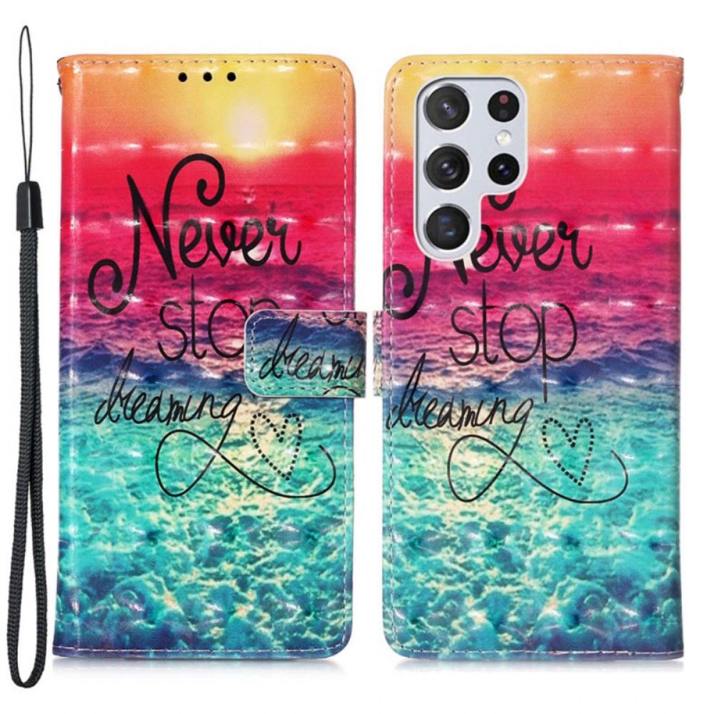 Folio-hoesje voor Samsung Galaxy S22 Ultra 5G Stop Nooit Met Dromen