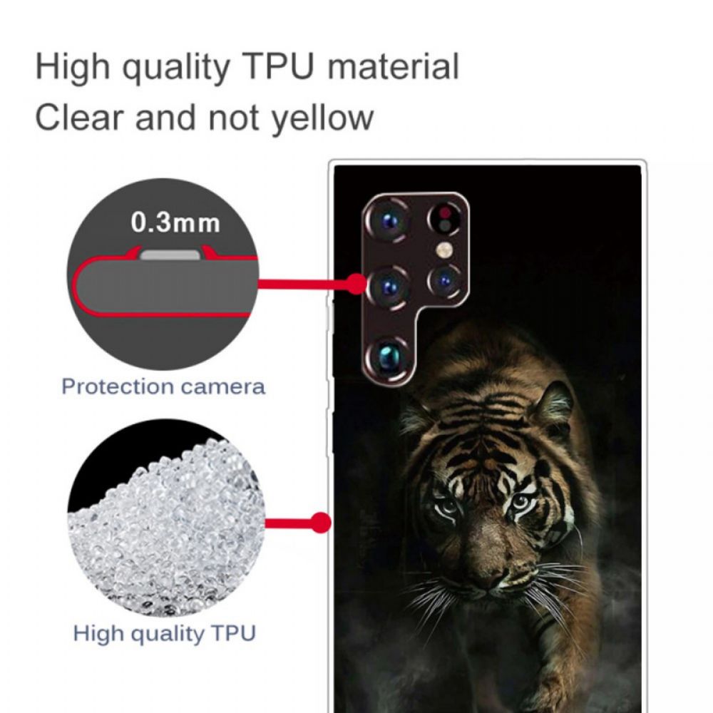 Hoesje voor Samsung Galaxy S22 Ultra 5G Flexibele Tijger