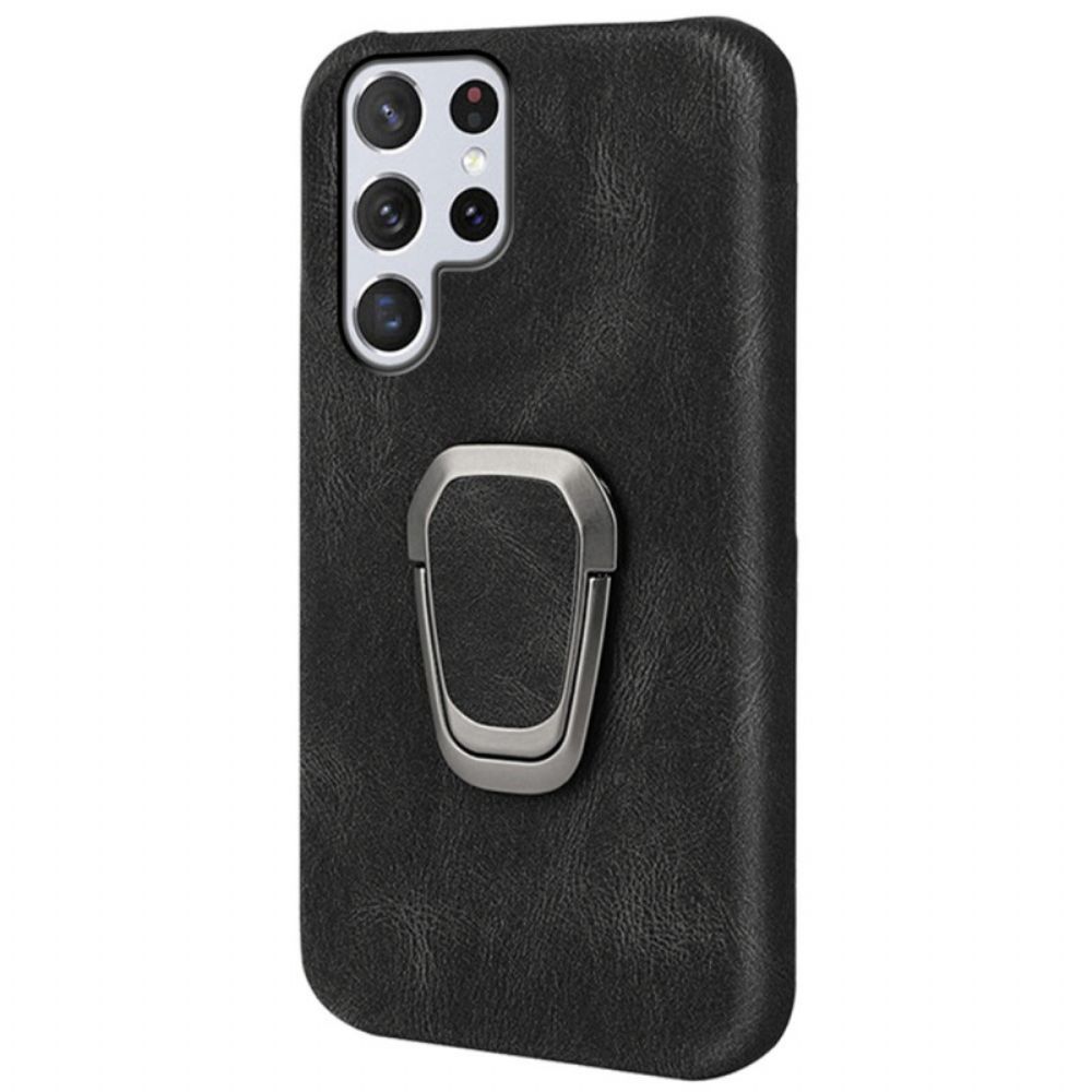 Hoesje voor Samsung Galaxy S22 Ultra 5G Leren Effect Ring-ondersteuning Nieuwe Kleuren