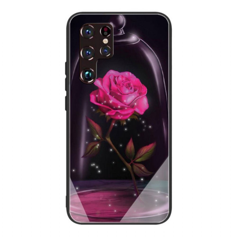 Hoesje voor Samsung Galaxy S22 Ultra 5G Magisch Roze Gehard Glas