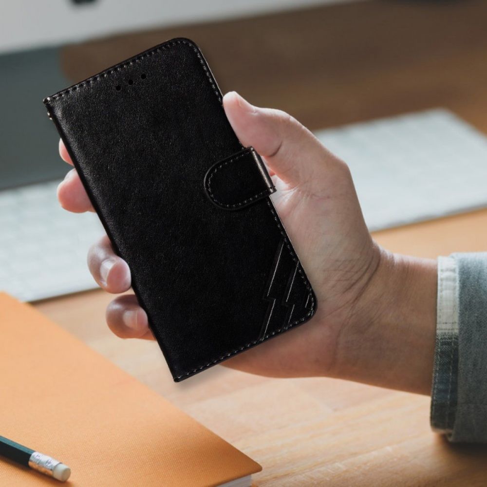 Leren Hoesje voor Samsung Galaxy S22 Ultra 5G Bliksemontwerp Met Leereffect