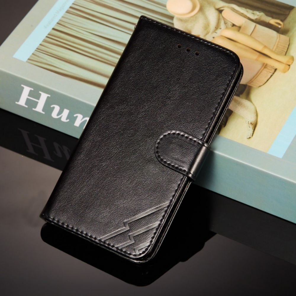 Leren Hoesje voor Samsung Galaxy S22 Ultra 5G Bliksemontwerp Met Leereffect