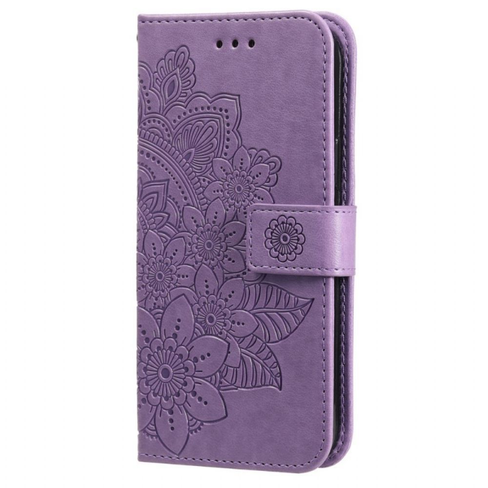 Leren Hoesje voor Samsung Galaxy S22 Ultra 5G Bloemenmandala