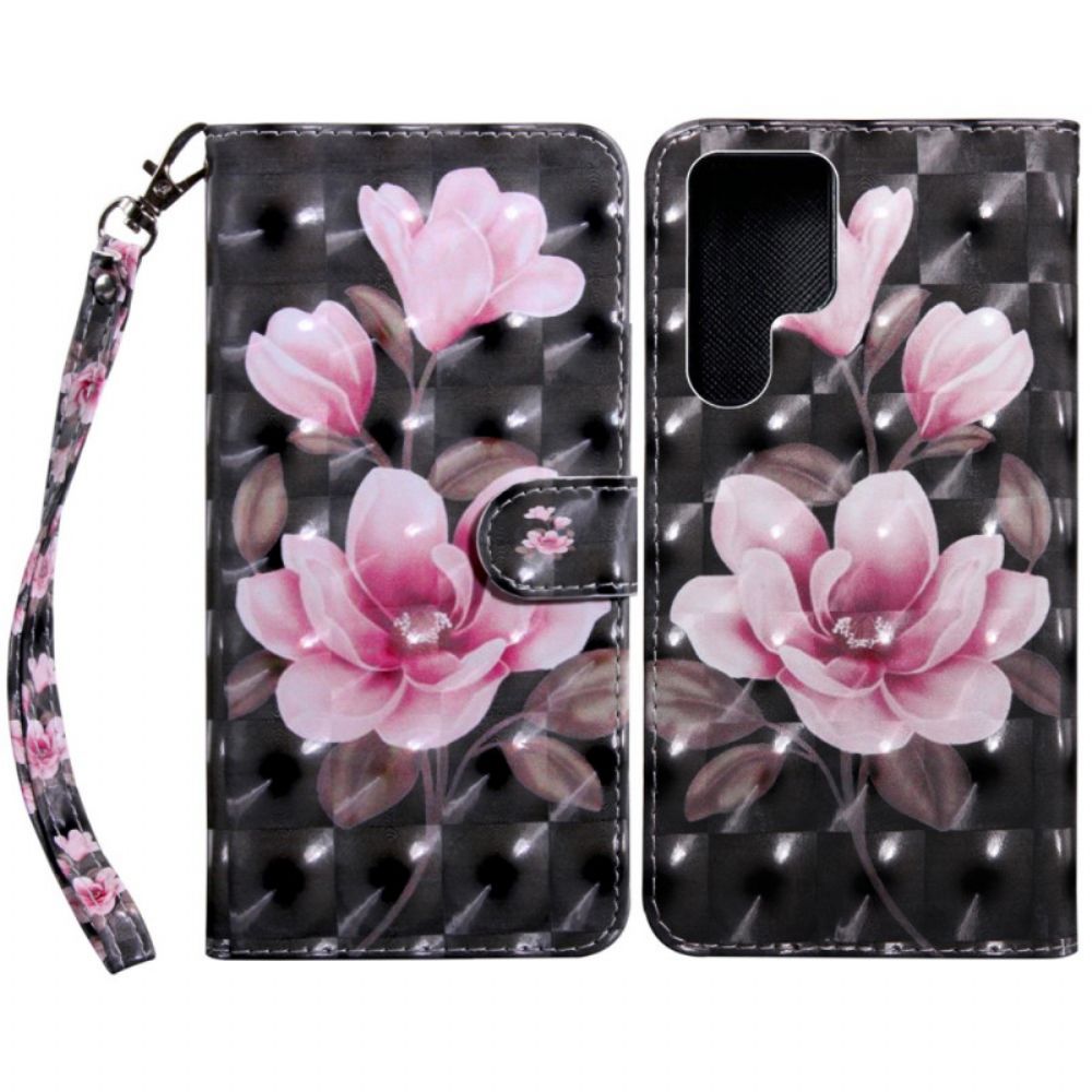 Leren Hoesje voor Samsung Galaxy S22 Ultra 5G Bloesem Bloemen