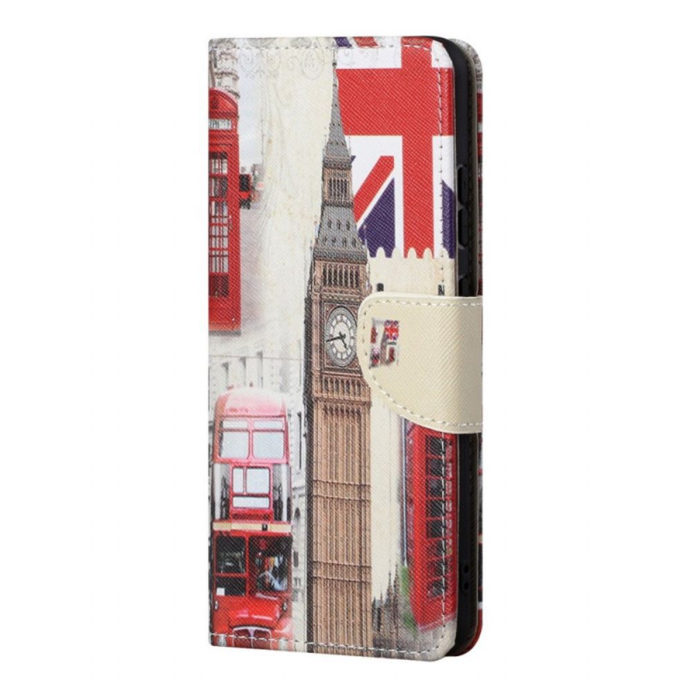 Leren Hoesje voor Samsung Galaxy S22 Ultra 5G Londen Leven