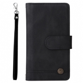 Leren Hoesje voor Samsung Galaxy S22 Ultra 5G Multifunctioneel Met Zakje