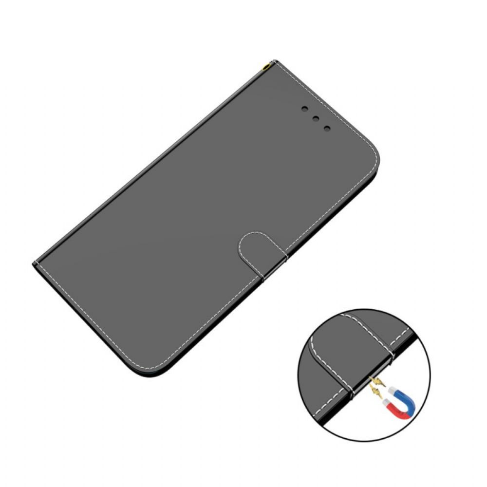 Leren Hoesje voor Samsung Galaxy S22 Ultra 5G Spiegel Van Kunstleer