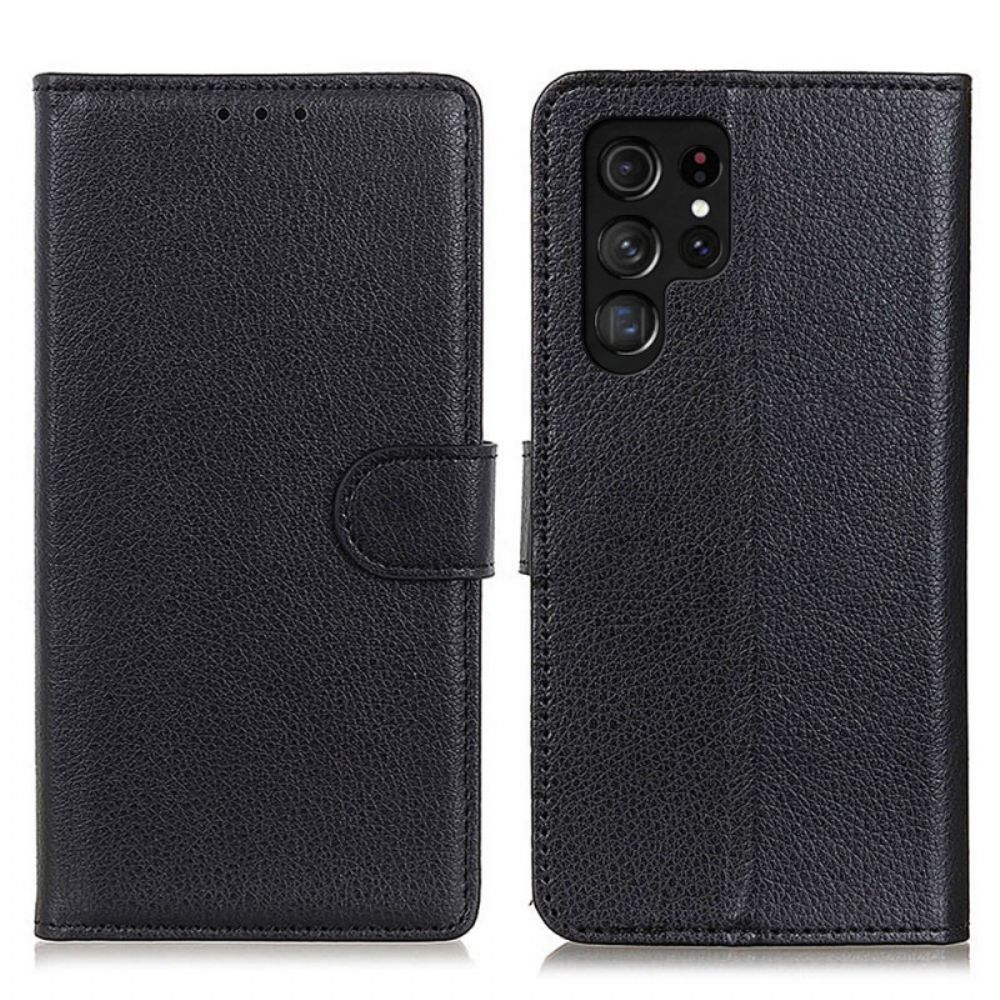 Leren Hoesje voor Samsung Galaxy S22 Ultra 5G Traditioneel Litchi-leer