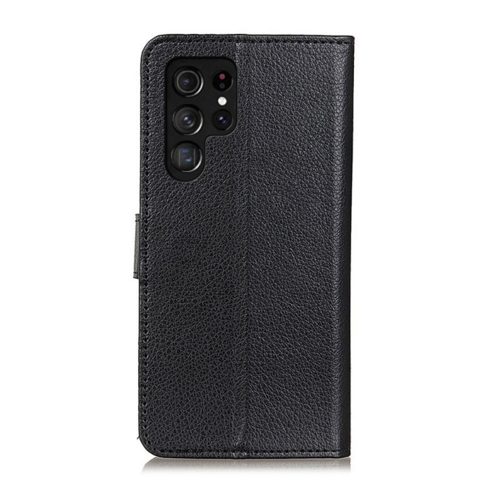 Leren Hoesje voor Samsung Galaxy S22 Ultra 5G Traditioneel Litchi-leer