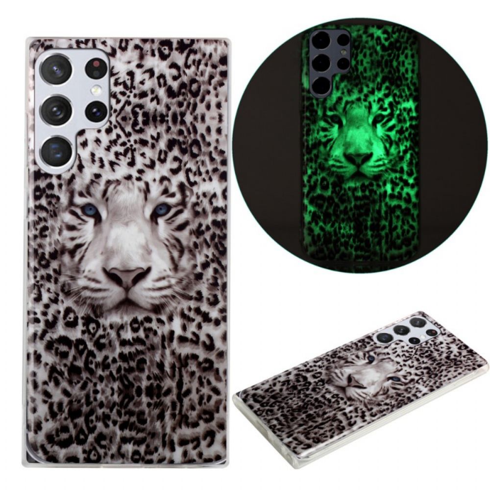 Telefoonhoesje voor Samsung Galaxy S22 Ultra 5G Fluorescerende Luipaard