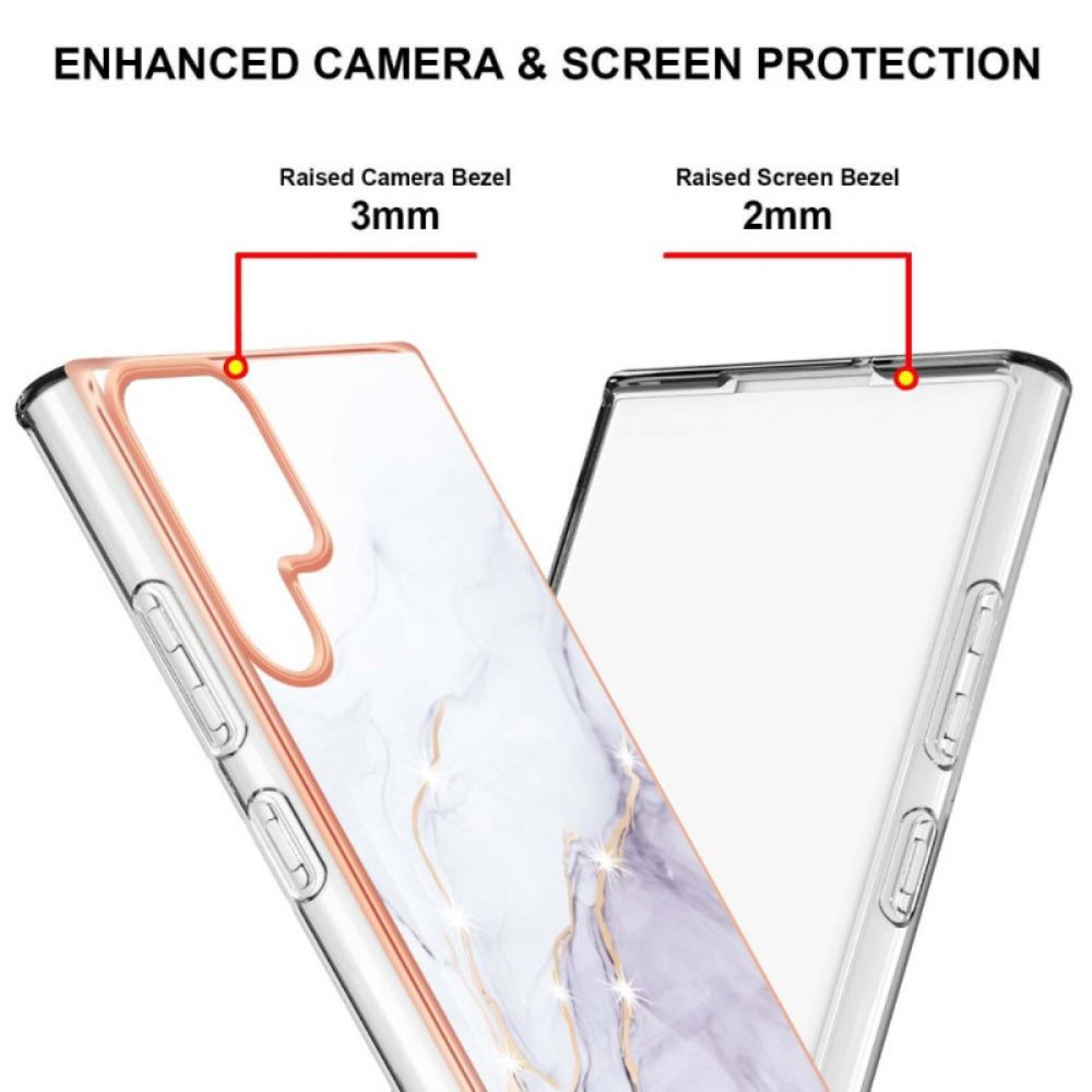 Telefoonhoesje voor Samsung Galaxy S22 Ultra 5G Marmeren Stijl Slang