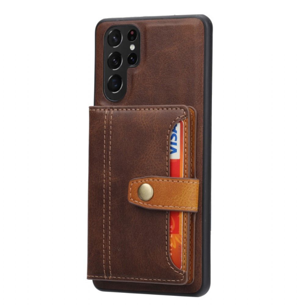 Telefoonhoesje voor Samsung Galaxy S22 Ultra 5G Ondersteuning Voor Kaarthouderriem