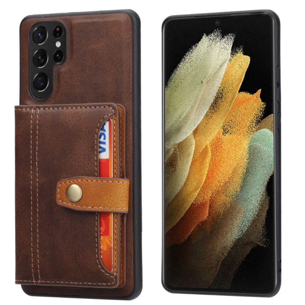 Telefoonhoesje voor Samsung Galaxy S22 Ultra 5G Ondersteuning Voor Kaarthouderriem