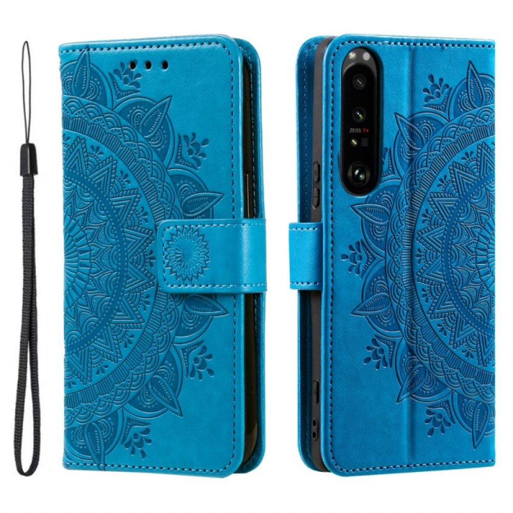 Leren Hoesje Sony Xperia 1 Vi Mandala Zon Met Riem
