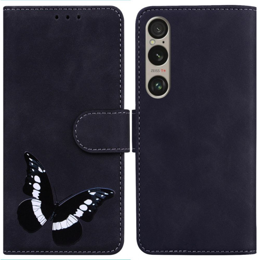 Leren Hoesje Sony Xperia 1 Vi Vlinderprint Bescherming Hoesje