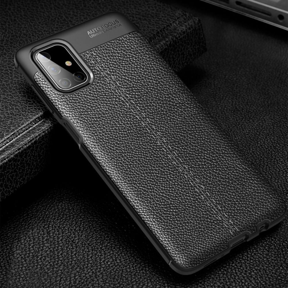 Hoesje voor Samsung Galaxy M51 Dubbele Lijn Litchi Leder Effect
