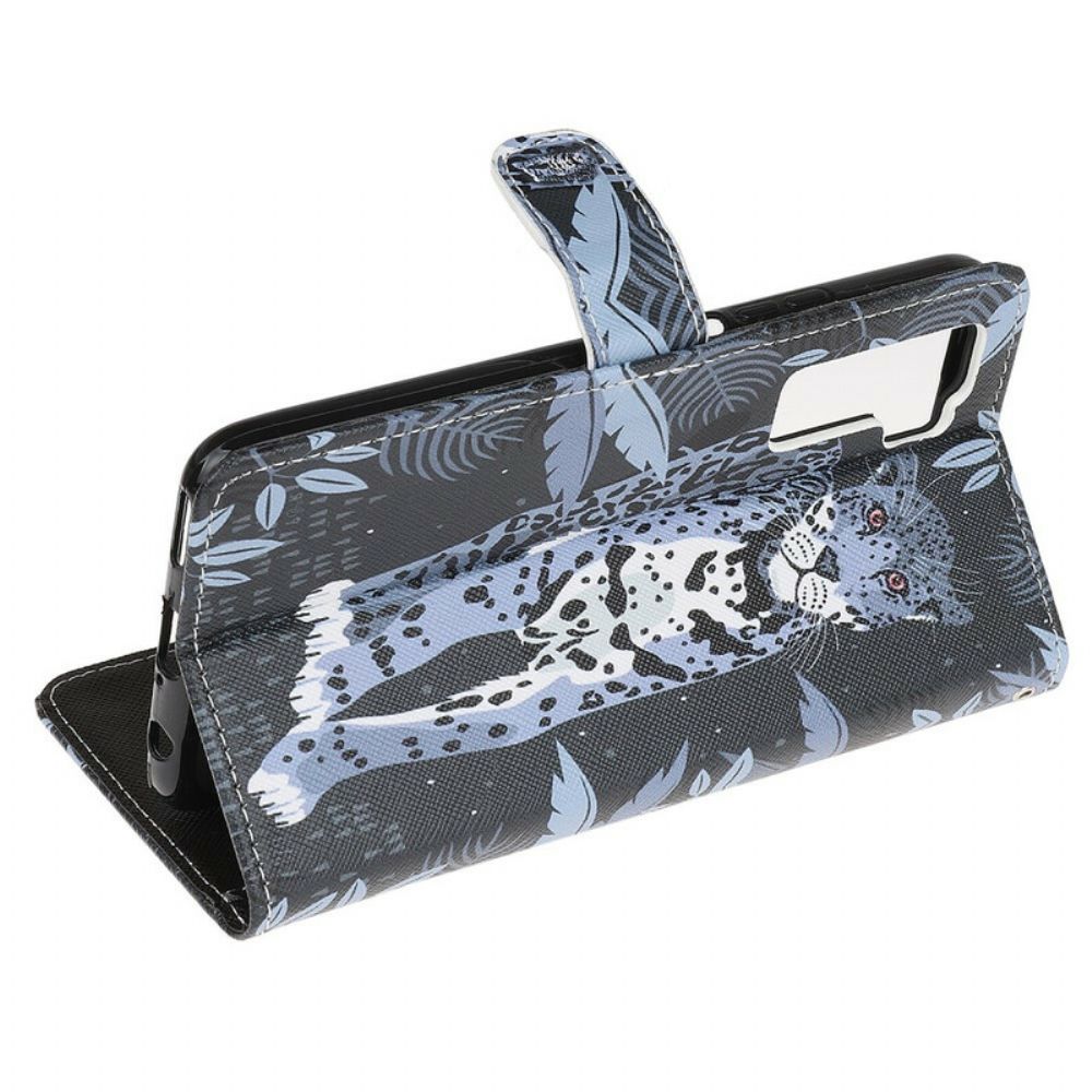 Folio-hoesje voor Huawei P40 Lite 5G Met Ketting Thong Luipaard